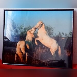 Horses Framed Art Print 16 × 20, In Good Condition.